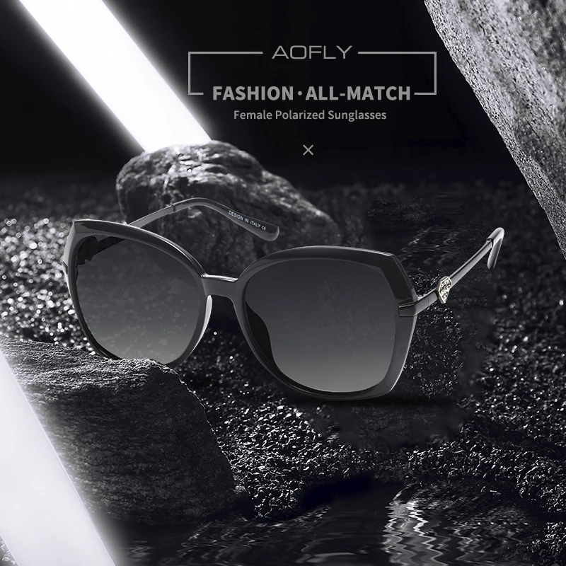 Goedkoop AOFLY BRAND DESIGN Diamond shape Luxe Vrouwen Gepolariseerde Zonnebril Fashion dames Zonnebril Vrouwelijke Gradiënt Goggles