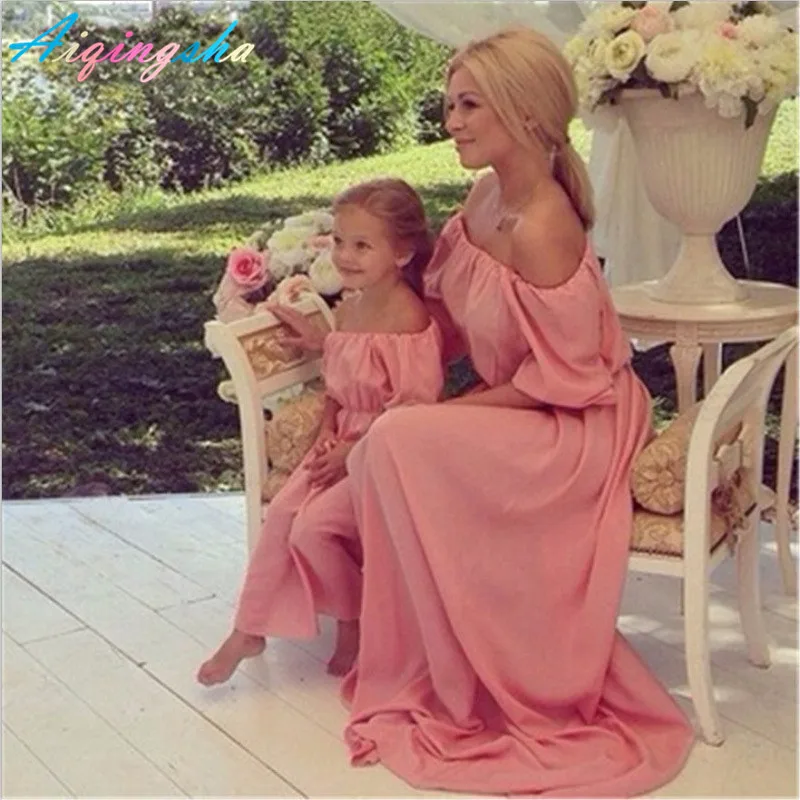 

Mother Daughter Dresses Wedding Evening Dress Off One Shoulder Mom and Daughter Dress Vestidos Family Matching Outfits Clothes