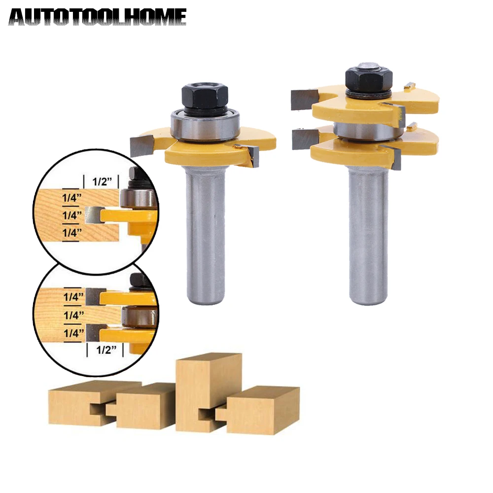 Router Bits 2Pcs Carbide 45degree 1/2" Shank Matched Carbide Alloy