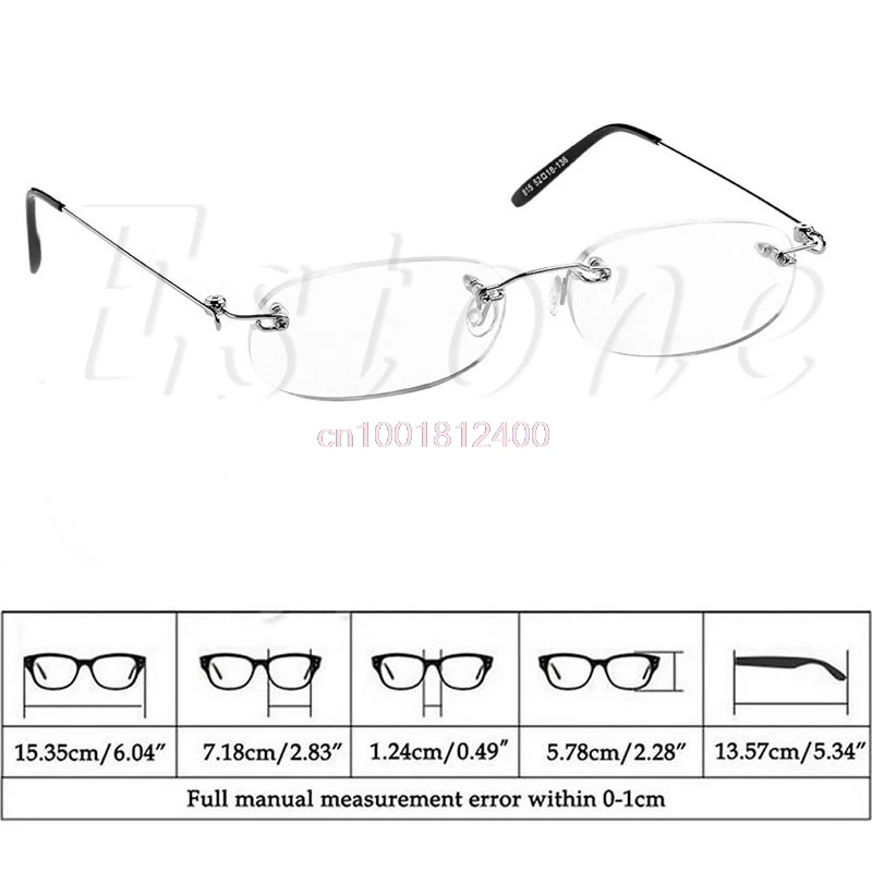 1 шт. модные для мужчин женщин металлический каркас без оправы очки для чтения при пресбиопии 1,0 ~ 4,0