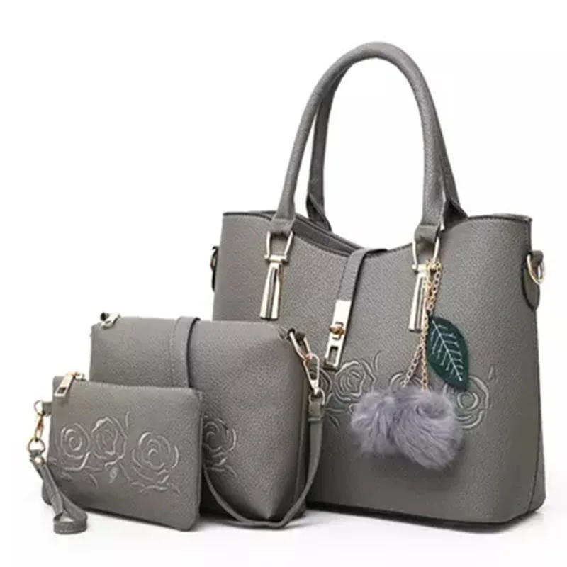 Herald модные 3 шт. кожаные сумки женская сумка через плечо известного бренда женская повседневная сумка-тоут женская сумка-мессенджер Bolsas Feminina - Цвет: Grey