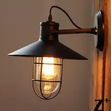 Американский промышленный Стиль 20th c. Factory нити металла бра с Тенты Винтаж настенный светильник e27 Стекло Рион