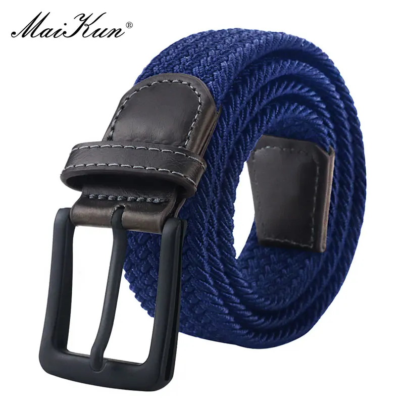 MaiKun Canvas Belts for Women Fashion Elastic Female Belt Metal Pin Buckle Military Tactical Strap for Pants Jeans - Цвет: blue