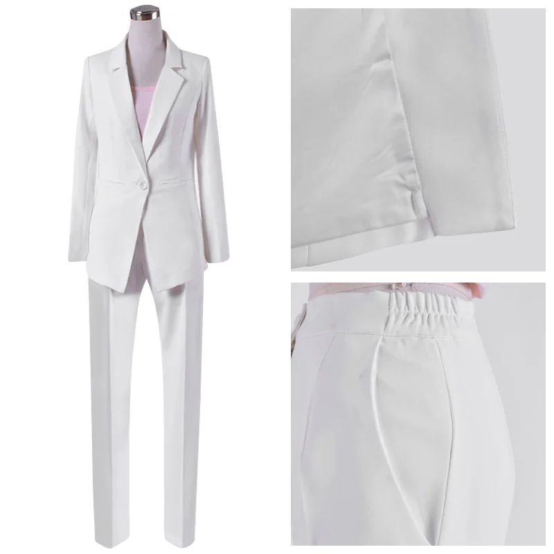 Модный белый костюм женский новый высокое качество Британский Стиль повседневные профессиональная одежда костюм из двух частей костюм