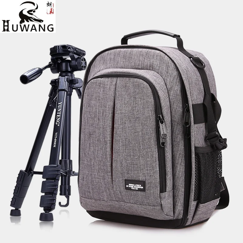 

HUWANG Upgrade Waterproof DSLR Photo Padded Backpack w/ Rain Cover for14" Laptop Multi-functional Camera Soft Bag Video Case
