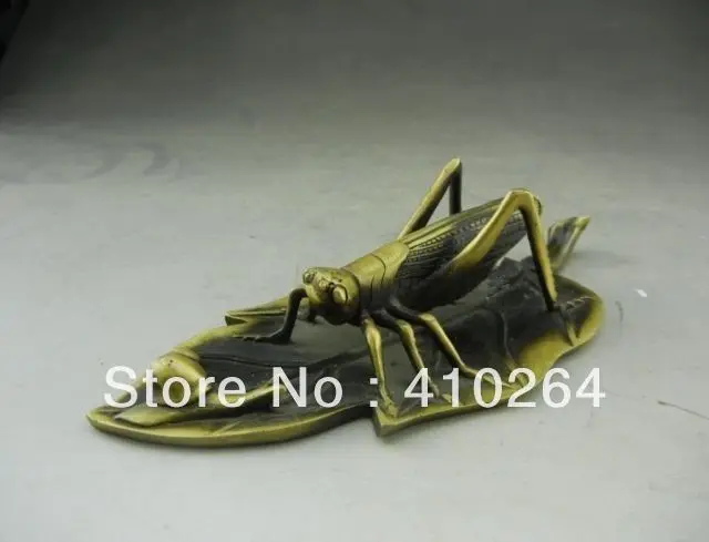 

0116P old craft ] Fast Shipping RARE Absolutely Rare! Chinese bronze Statue - leaf /grasshopper/ snail (A0314)