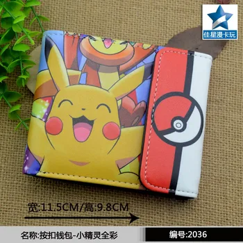 

Anime Pikachu Pocket Monster Pikachu&Pikachu Ball Multilayer Colorful PU Short Wallet with Button