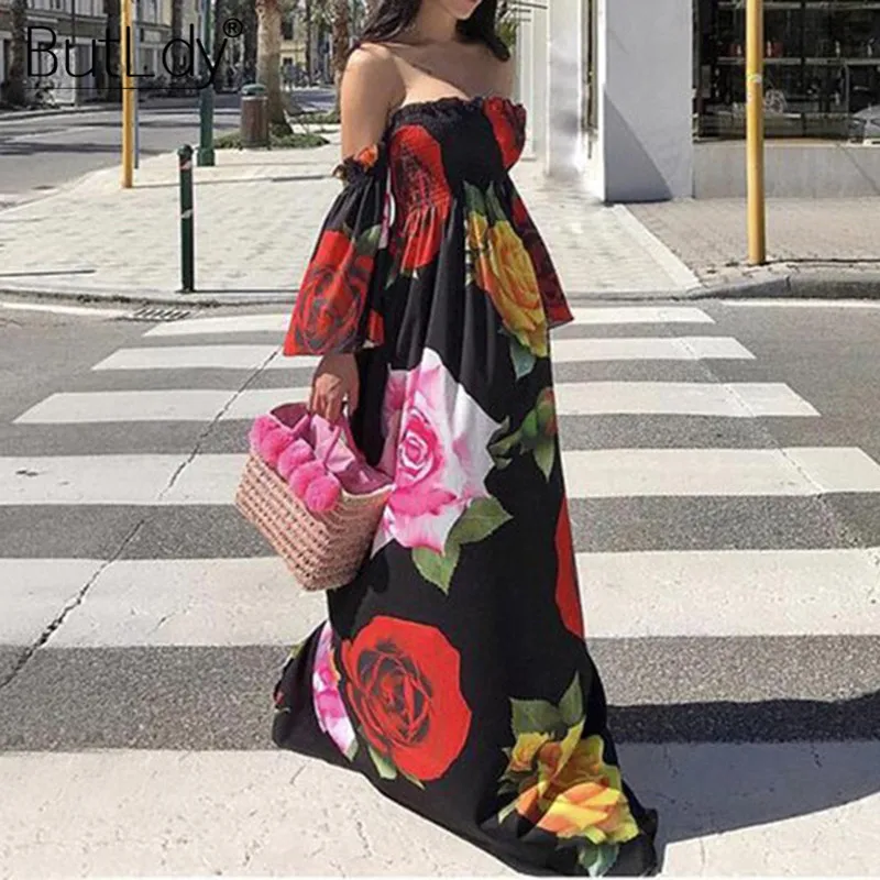 Print Big Red Floral Flower Long Floor-Length Maxi Dress Women 2019 Sexy Strapless Summer Beach Dress Boho Bohemian Sundress Print Big Red Floral Flower Long Floor-Length Maxi Dress Women 2019 Sexy Strapless Summer Beach Dress Boho Bohemian Sundress