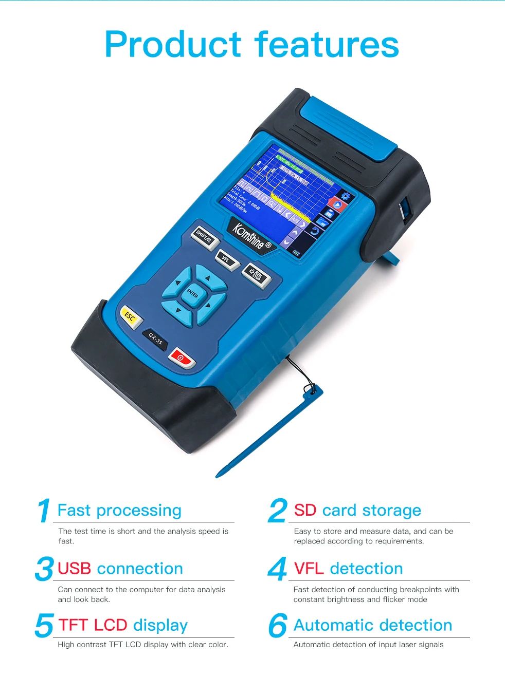 Fedex доставка Komshine QX45 OTDR Singlemode 1310/1550nm поставляется с английским Spainish