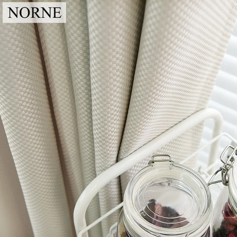 

NORNE Solid Color Faux Linen Checker Drapes Room Darkening Curtains for Living Room Bedroom Window Curtain Kitchen Door Blinds