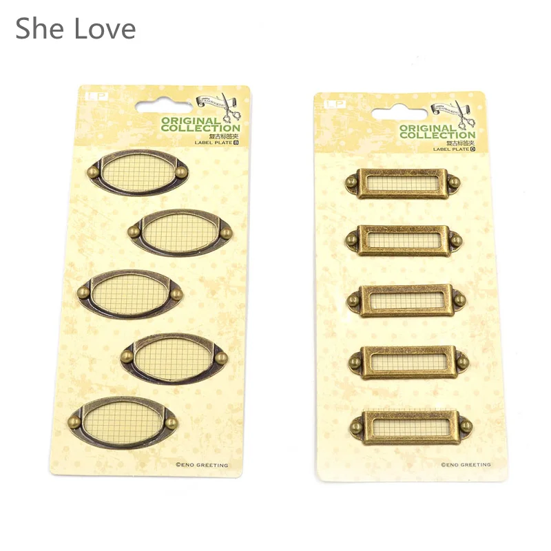 12pcs Metal Drawer Cabinet Label Frame Pull Handle File Name Card