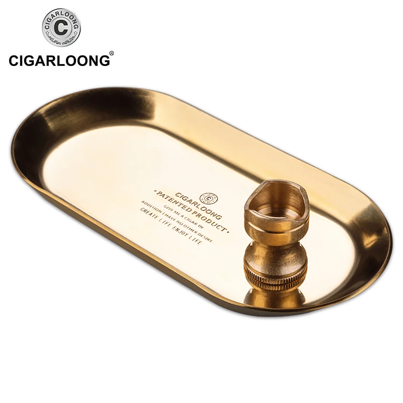 

European bronze simple practical portable cigar tray ashtray holder rest two-piece suit CL-103B