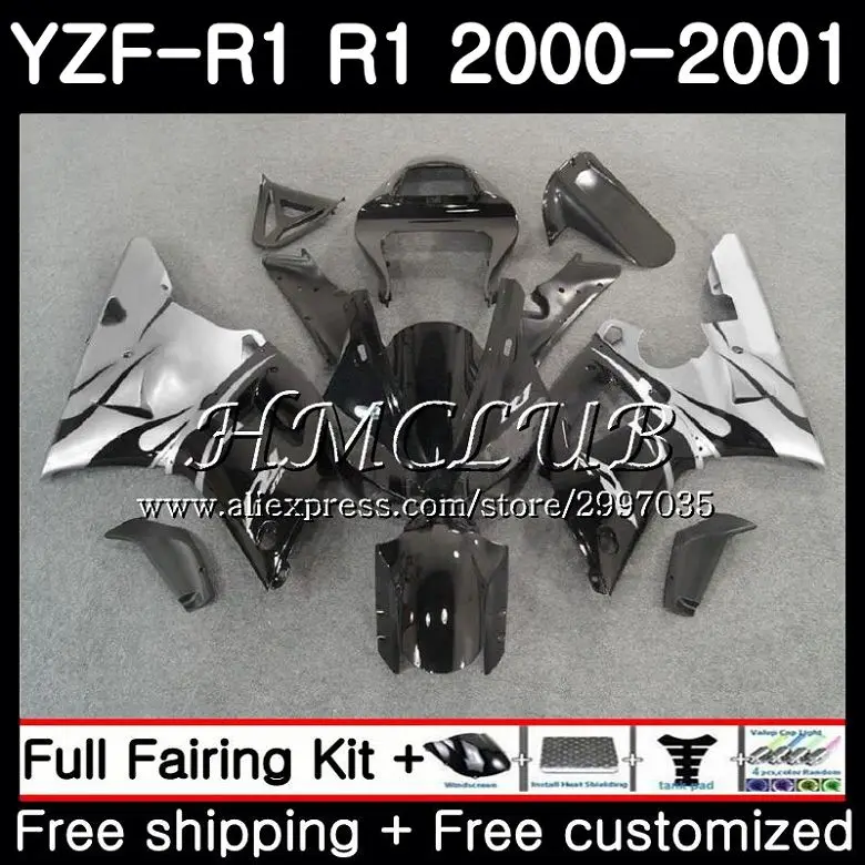 Корпус для YAMAHA YZF 1000 R1 2000 2001 рамка 19HC. 20 R 1 00 01 YZF1000 серебряное пламя YZFR1