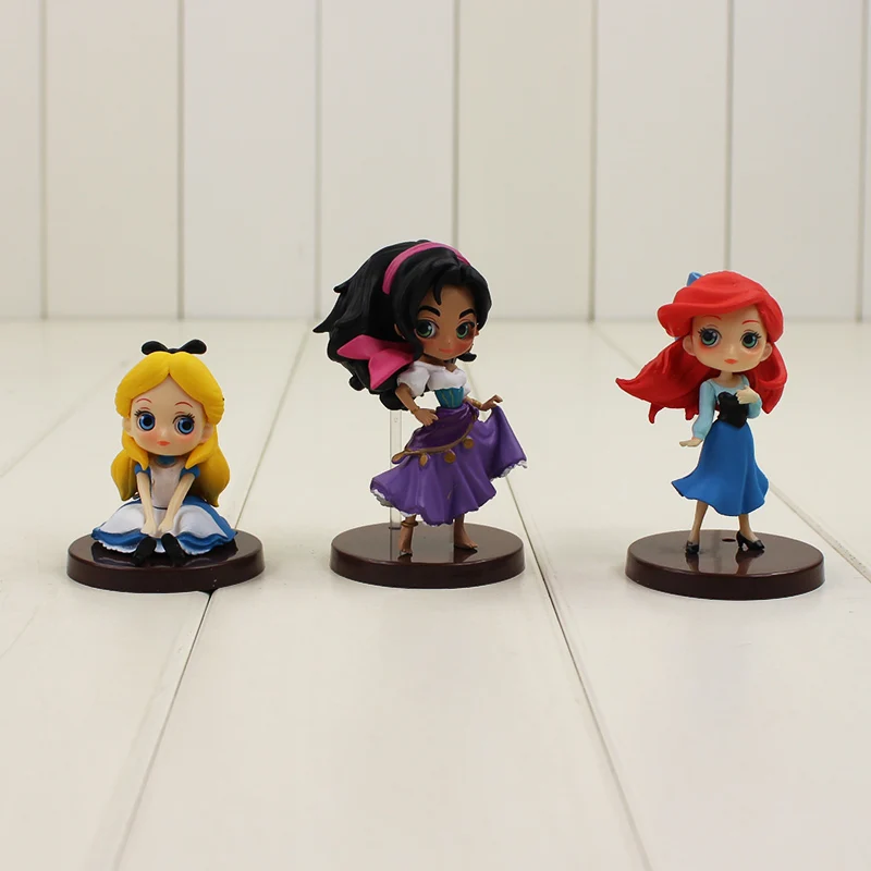 

9cm 3pcs/lot Q posket Princess Toys The Little Mermaid Ariel Esmeralda pvc figure doll best gifts for girls