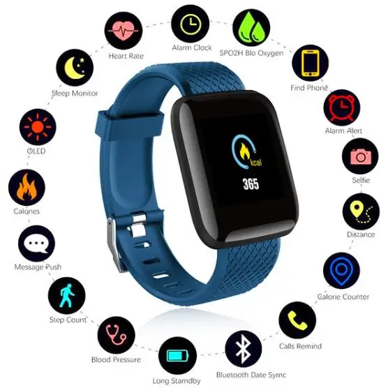 

Slimy Bluetooth Smart Watch with USB Charging Heart Rate Blood Pressure Sleep Monitor Passometer Alarm Clock Fitness Smartwatch