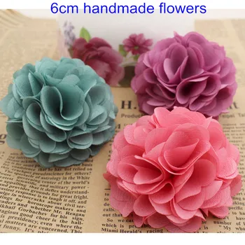 

Free Shipping-10 pcs/lot 6CM Newborn DIY Chic Fabric Hair Flowers Flat Back Fabric Flowers For Baby Headbands Decoration Flowers
