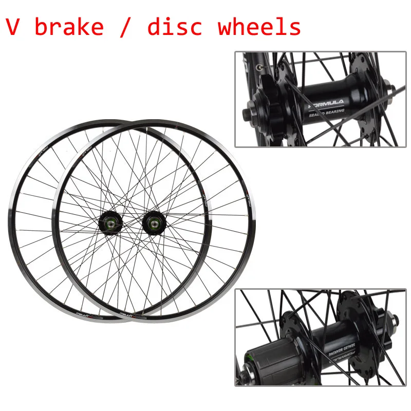 26 дюймов 32 отверстия V тормоза/дисковые тормоза Двойные колеса подшипника концентраторы MTB горный велосипед велосипеды колеса колесной комплект ступицы запчасти - Цвет: V brake  disc wheel