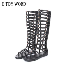 E TOY WORD gladiator flat sandals Cut Out Open The Toe Womens Knee High Sandals Boot 2019 New Fashion Cutout Tall Sandals Boots E TOY WORD gladiator flat sandals Cut Out Open The Toe Womens Knee High Sandals Boot 2019 New Fashion Cutout Tall Sandals Boots