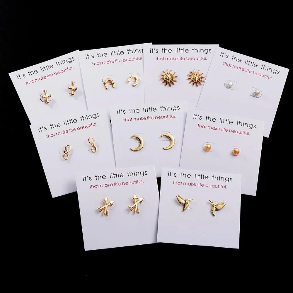 

Fashion Simple Gold Double Arrow Sun Moon Alloy Earrings With Wish Card Elegant Pearl Stud Earring Jewelry Women Girls Dropship