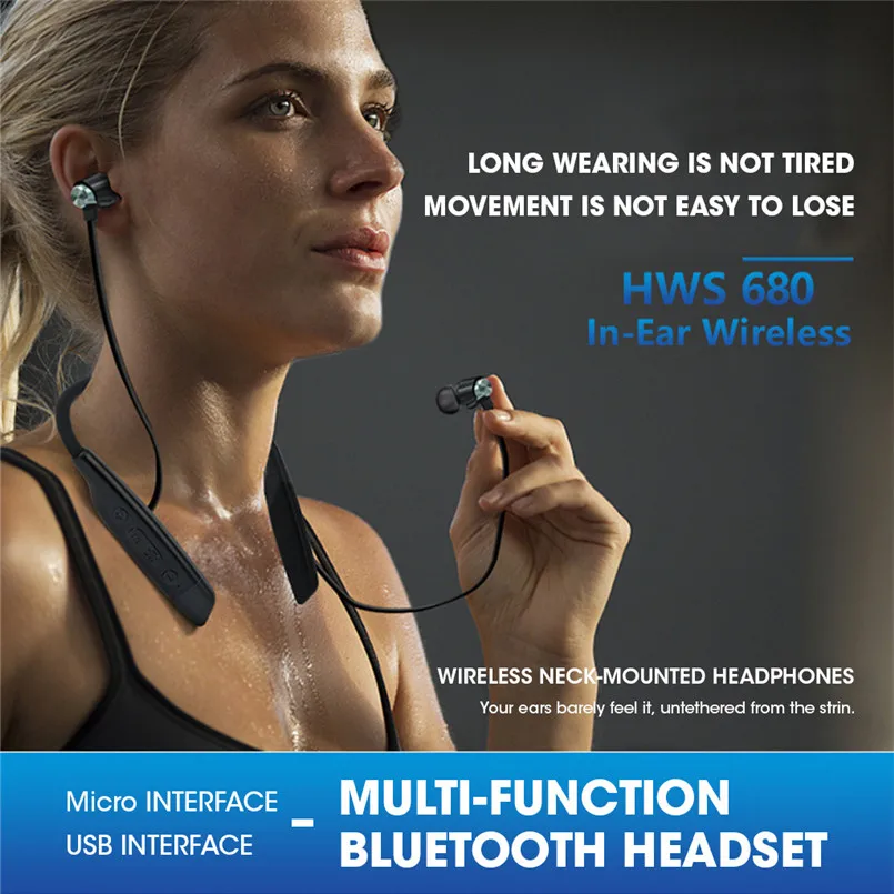 Multifunction Bluetooth Sports Earphone Multi-Purpose Plug-In card Neck-Mounted HWS680 Bluetooth V4.2+EDR Headset 40MR2013
