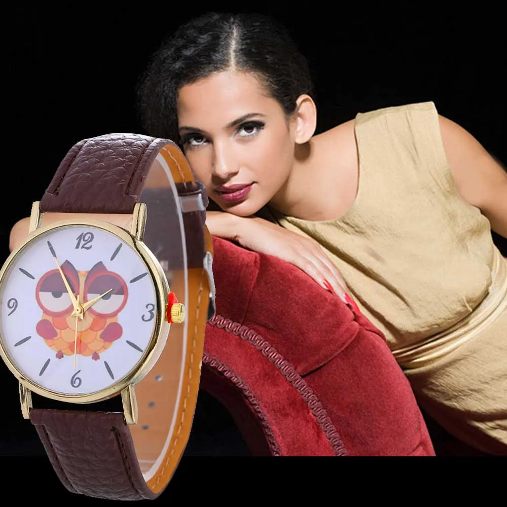 Винтаж Для женщин часы модные животный принт кварцевые часы кожаный ремень стол часы Винтаж Relogio masculino #60