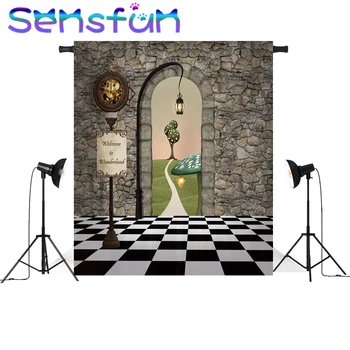

Sensfun Welcome to Alice Wonderland Stone House Mushsroom Custom Photo Studio Backgrounds Backdrops Vinyl 7x5ft