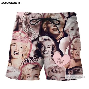 

Jumeast 3D Printed Personality Sexy Marilyn Monroe Short Pants Funny Expression Men/Women Loose Size Shorts Novelty Board Shorts