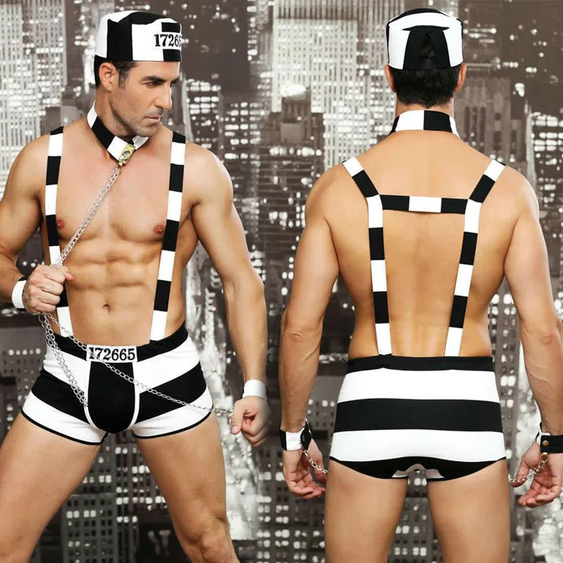 US $17.06 28% OFF|New Porn Men Lingerie Sexy Hot Erotic Catsuit Prisoner  Cosplay Sexy Striped Costumes Erotic Body Sex Game Body Suit-in Teddies &  ...