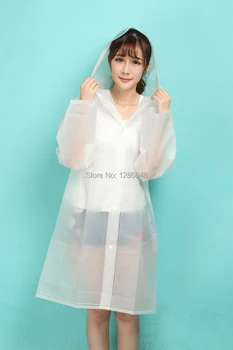 

Wholesale practical transparent plastic waterproof adult men women raincoat with hood free shipping