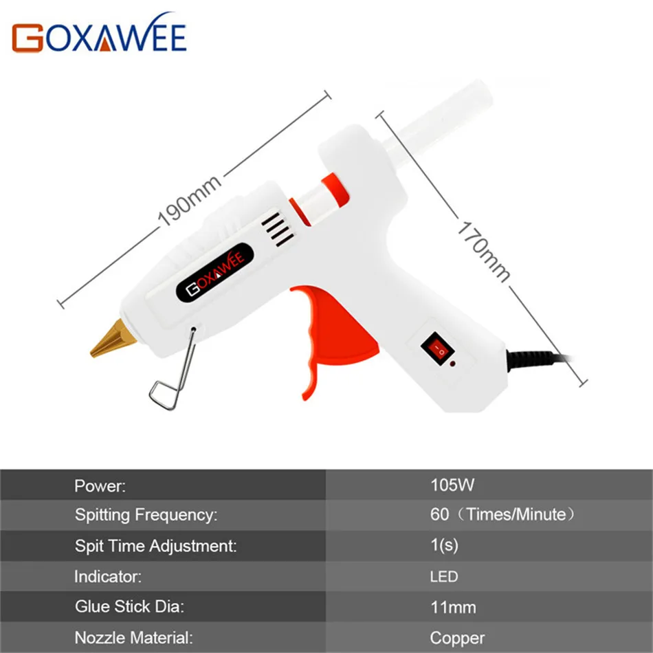 Goxawee Электрический термоплавкий клеевой пистолет 20 Вт 80 Вт 105 Вт с 10 шт. клеевые палочки тепловые термопистолеты термоклеевые Инструменты для ремонта DIY