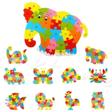 Kids Baby Wooden Animal Puzzle Numbers Alphabet Jigsaw Learning Educational Toy