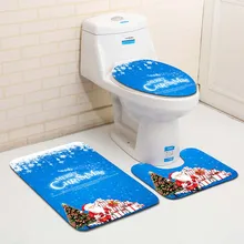 3PCS Fancy Santa Toilet Seat Cover and Rug Bathroom Set Christmas Decor Contour Rug Anti-Slip Rugs Home Decoration Wholesale S70