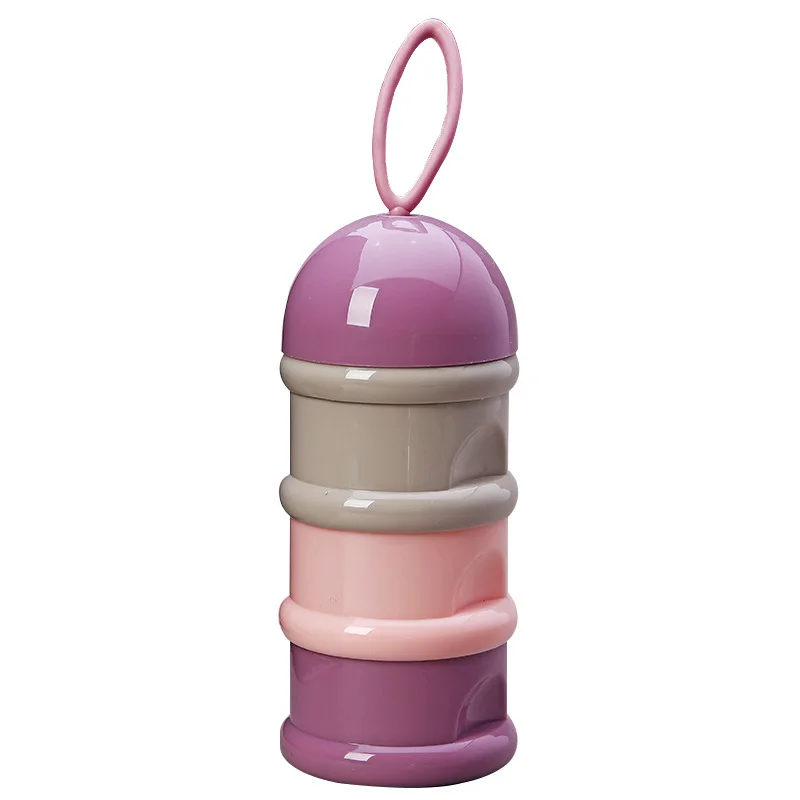 Портативная коробка для хранения еды для новорожденных, коробки для кормления молока и порошка, контейнер для молочных смесей для малышей, практичная коробка с 3 ячейками - Цвет: Purple No Ear