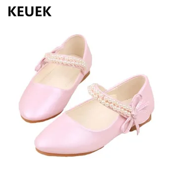 

New Spring/Autumn Dance Shoes Children White Pink Leather Shoes Girls Princess Low-heeled Student Shoes Baby Toddler Kids 02C