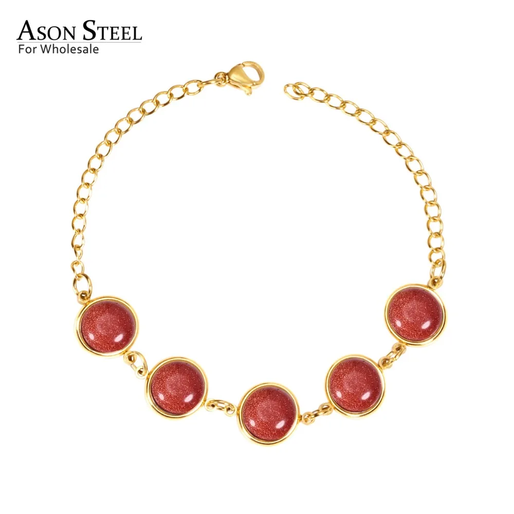 

ASONSTEEL 3pcs/lot Trendy Jewelry Red/Blue/Green Stone Link Chain Bracelets Stainless Steel Gold/Silver Bracelets Bangles Party