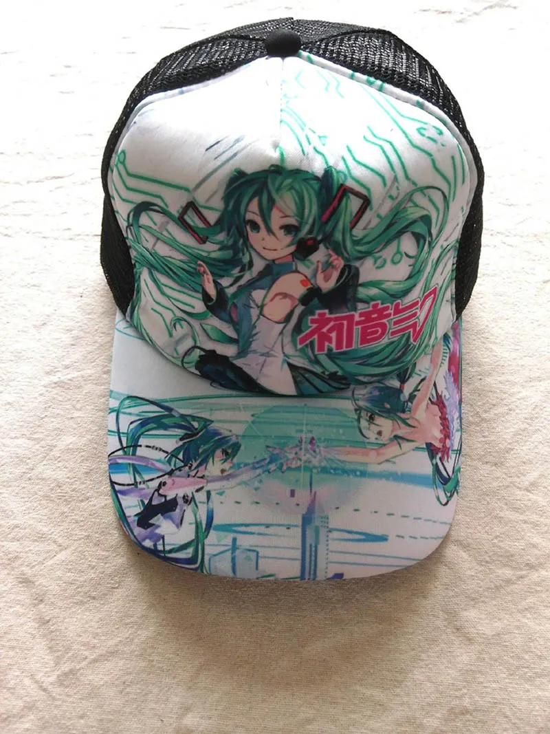 Аниме ACG Hatsune Miku Бейсбол остроконечная Кепка Snapback девушка солнцезащитная Кепка с сеткой - Цвет: Hatsune Miku-1