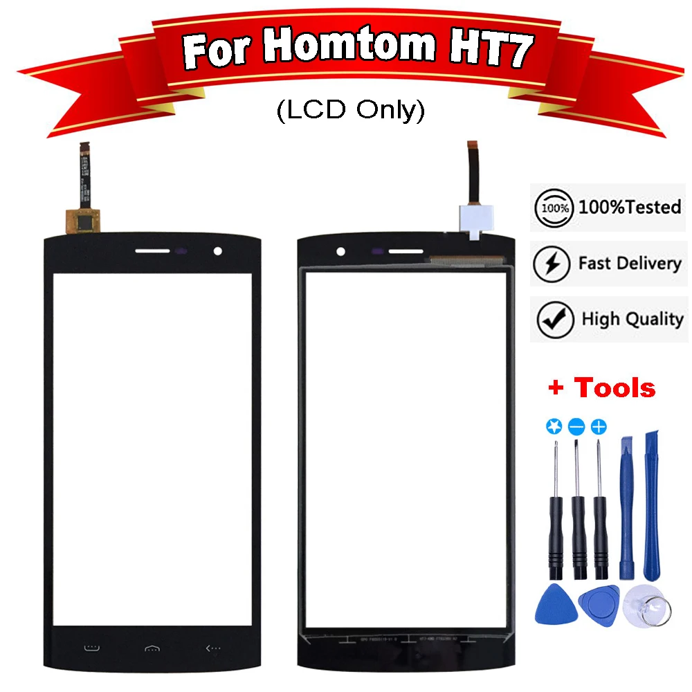 5 дюймов для HOMTOM HT7 сенсорный Экран черного цвета сменный кабель с инструментами