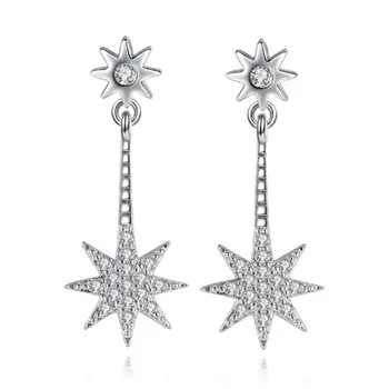 

Brand jewelry Ladies fashion tassel silver earrings eight Mans star women long section of luxury crystal Drop Earrings 2017
