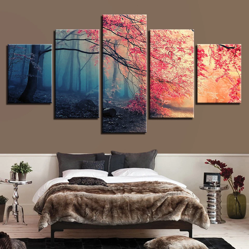 

Modern Canvas Picture HD Printed Wall Art Bedside Background Framework 5 Pieces Forest Home Decoration Landscape Painting Poster