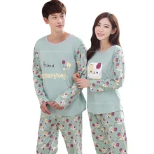 Распродажа! Осень С Длинным Рукавом Хлопок Мультфильм Пижамы Устанавливает женщин Пижамы Симпатичные Loungewear Сексуальные мужские Пижамы Пары Домашняя Одежда Mujer