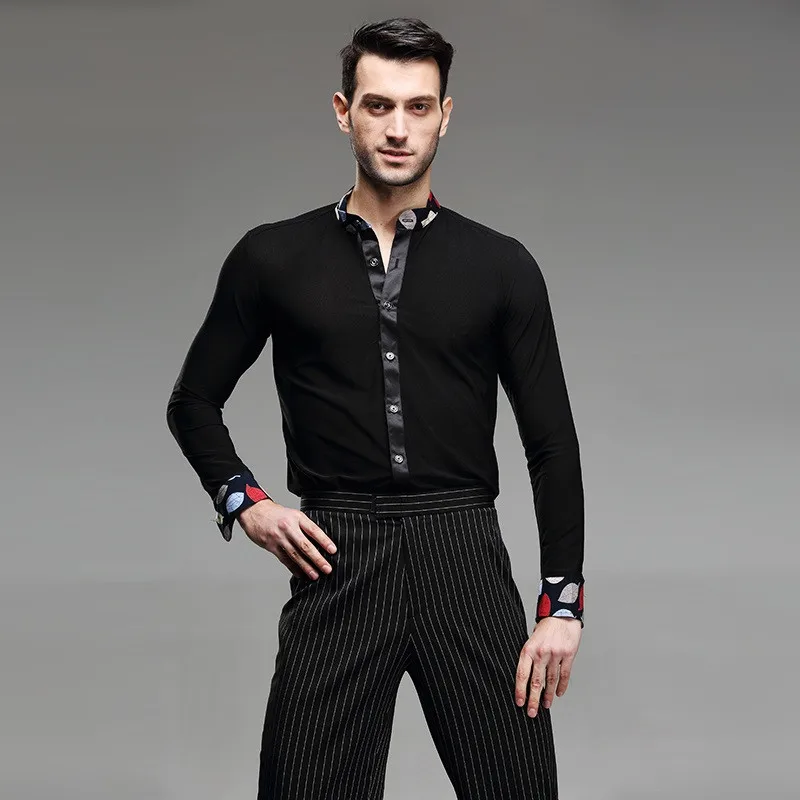 Рубашка для бальных танцев мужская рубашка латинских костюмы топ Мужская одежда