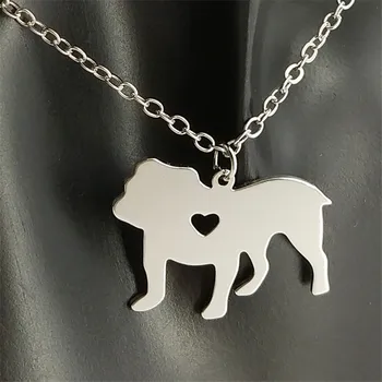 

French Bulldog Necklace 304 Stainless Steel Silver Plated Bulldog Pendant Necklace Dog Memorial Jewellery Gift 12pcs/lot