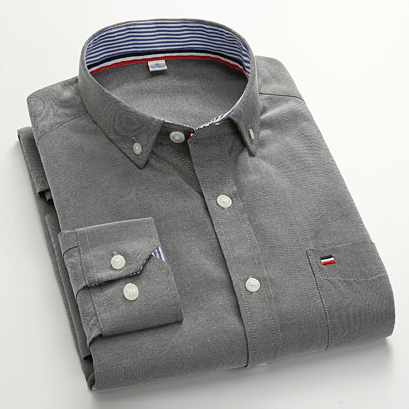 Новый модный бренд Slim Fit рубашка с длинными рукавами Для мужчин Повседневное плюс