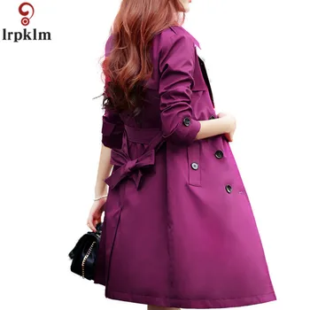 

Women Spring Autumn Trench Coat Long Windbreaker Adjustable Waist Button Women Korean Style Long Coats Outwear AS030