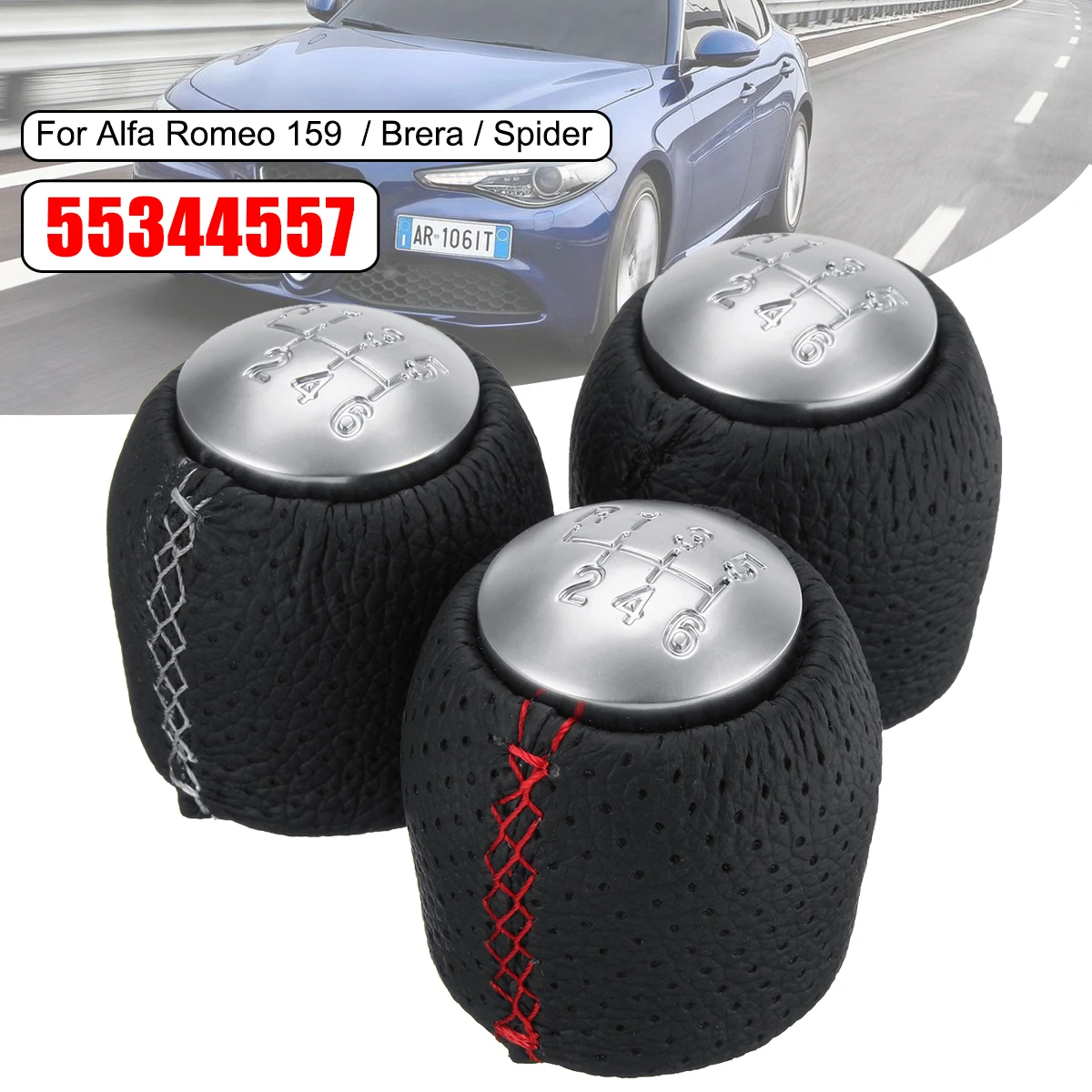 

6 Speed Car Gear Shift Knob 55344557 For Alfa Romeo 159 Brera for Spider 2005-2011 Red White Black Line