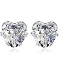 Anenjery классические модные серебряные AAAA циркониевые медные серьги-гвоздики в форме сердца для женщин T-E50