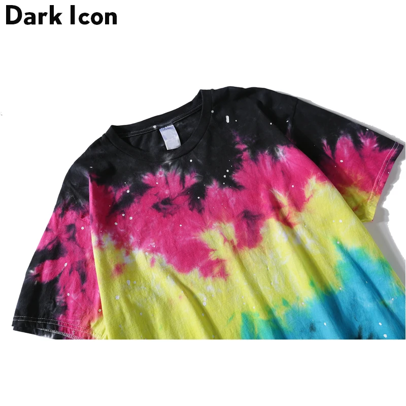 DARK ICON Colortone Tie Dye Crew Neck Hipster Men's T-shirt Short Sleeve 2019 Summer Casual Tshirt Men Tee Shirts Man Clothing