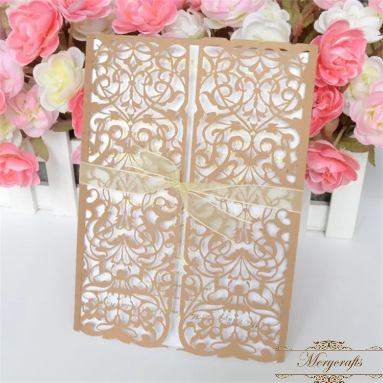 

Selling well lace gatefold laser cut colorful wedding party invitation card