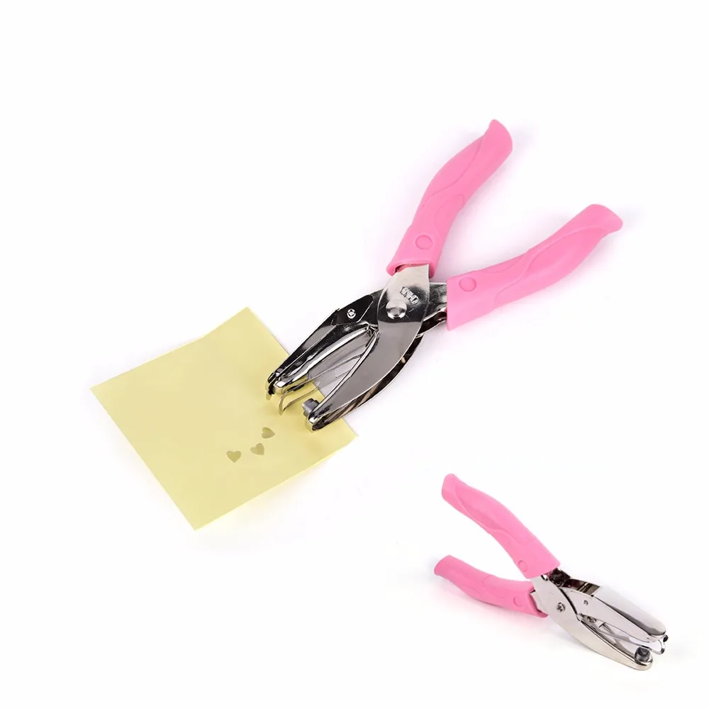 

Single Heart Shape Hole Hand-held 1-Hole Metal Paper Punch for Greeting Cards Scrapbook Notbook Puncher Hand Tool with Pink Grip