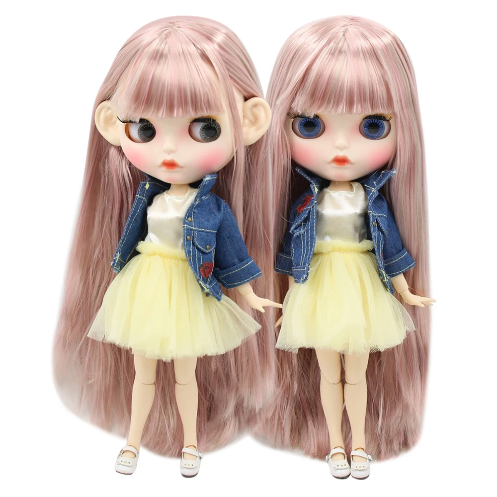 Ледяная фабрика blyth кукла 1/6 bjd белая кожа сустава тела Розовый микс седых волос матовый лицо резные губы с бровью индивидуальные лица